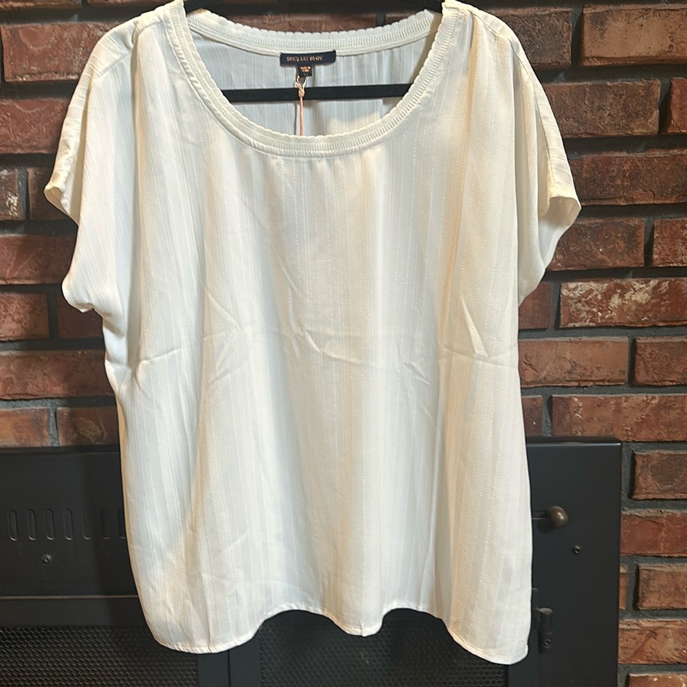 SKIES ARE BLUE Scallop Rib Band Blouse. Size XL.